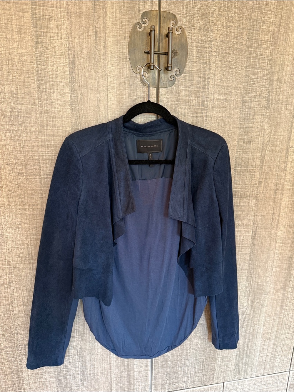 BCBGMAXAZRIA Faux Suede Jacket With a Draped Shawl Collar - Picture 7 of 17